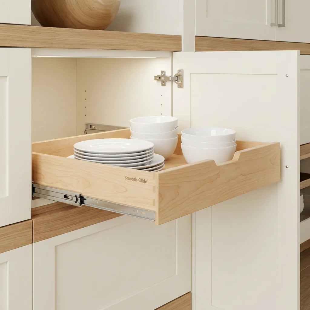 Smooth-Glide Expandable Pull-Out Cabinet Drawer for Sliding Storage