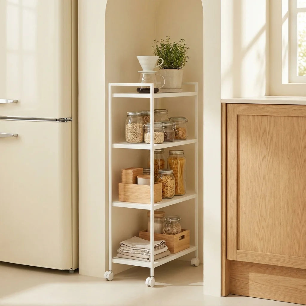 4-Tier Slim Rolling Pantry Cart for Kitchen Gap Storage