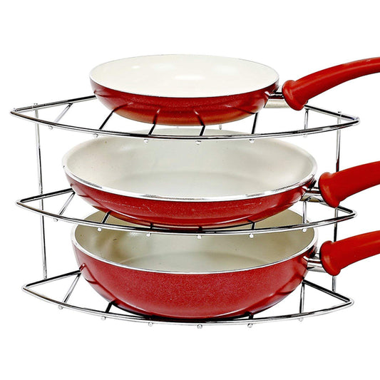 3-Tier Steel Corner Shelf Organizer for Kitchen Countertop Storage